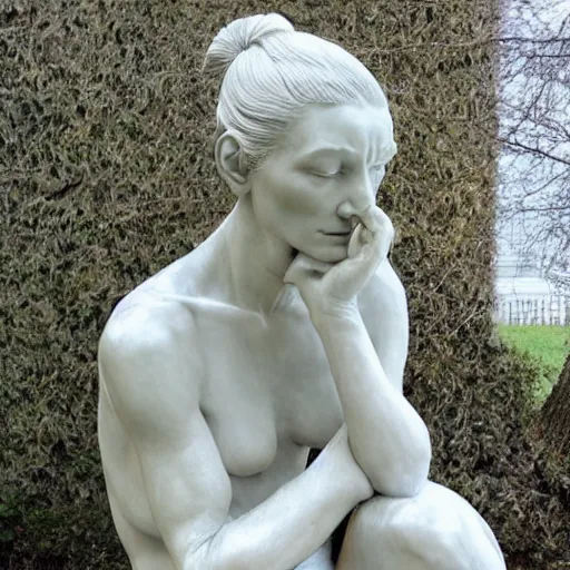 Prompt: sculpture of cate blanchett ,the thinker, by Augusts Rodin,hyper detailed, photorealism
