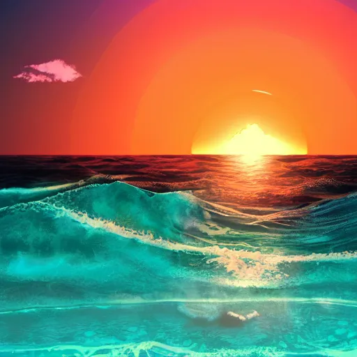 Image similar to ocean, vaporwave