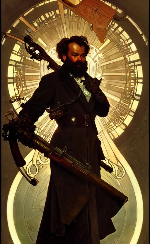 Image similar to karl marx daughter gorgeous lighting by weta studio, mucha, bautista and norman rockwell and greg rutkowski and tom bagshaw and james gurney and lucasfilm