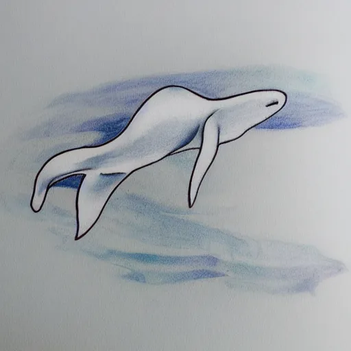 Image similar to white spermwhale in the ocean, awardwinning elegant modern tattoo design sketch on white background