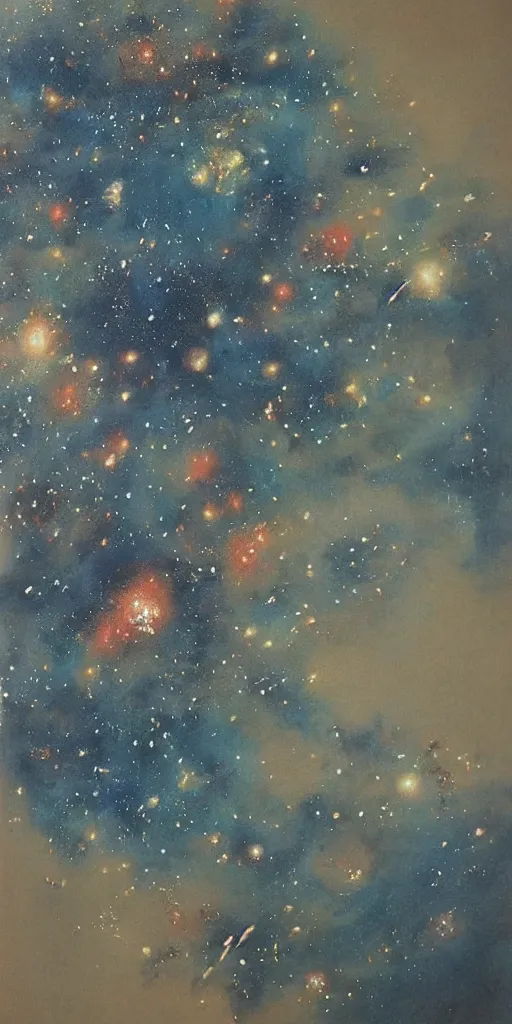 Image similar to oriental painting of the galaxy