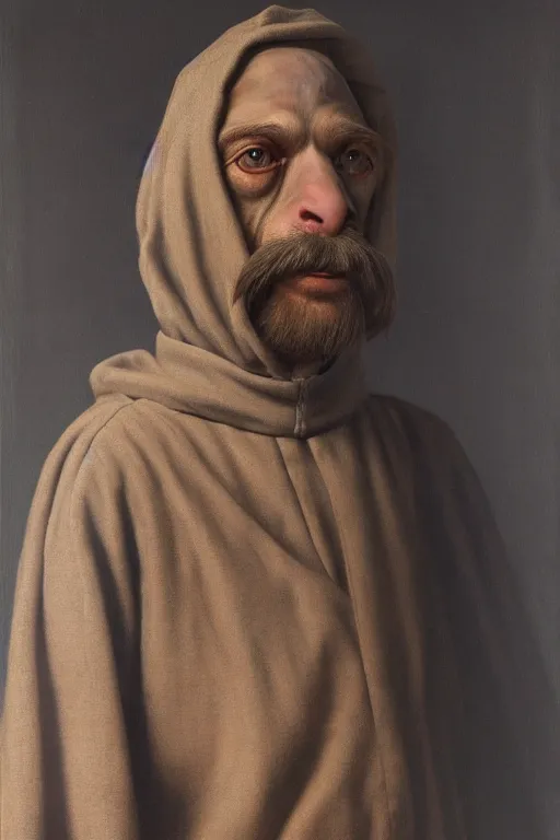 Prompt: kynokephaloi of dog head man, woolen torso in medieval clothes, oil painting, hyperrealism, beautiful, high resolution, trending on artstation,