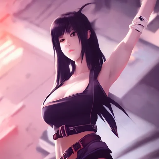 Image similar to high quality art of tifa lockhart by wlop, rossdraws, mingchen shen, bangkuart, sakimichan, yan gisuka, jeongseok lee, artstation, 4k