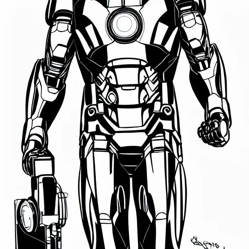 Prompt: iron man, line art!!!!!!!!!!!!!