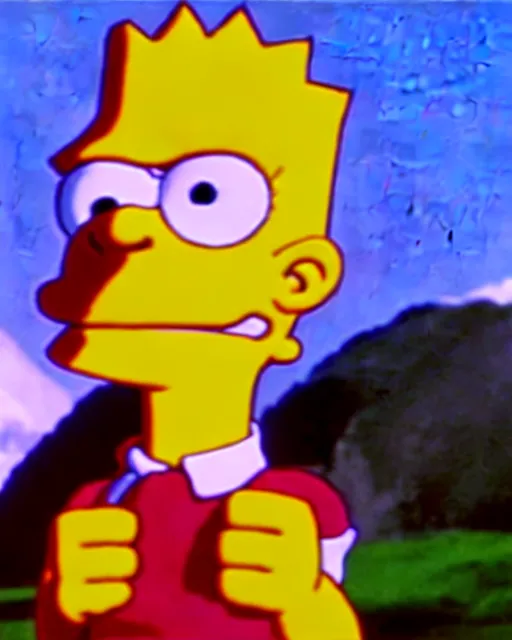 Image similar to film still of bart simpson in the movie the lord of the rings