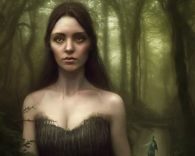 Image similar to 5 5 mm portrait photo of a real life cirila fiona, in a magical forest. dark atmosphere. art by greg rutkowski. highly detailed 8 k. intricate. lifelike. soft light. nikon d 8 5 0.