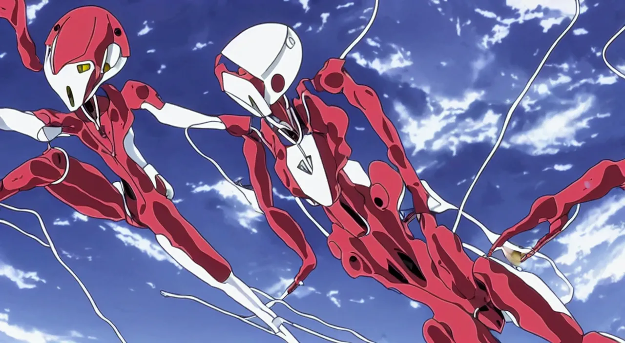 Image similar to tesla model s as a eva from evangelion, evangelion anime, full hd, hd anime, anime screenshot