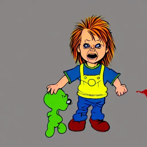 Image similar to Chucky from Child's Play drawn by Charles Schulz