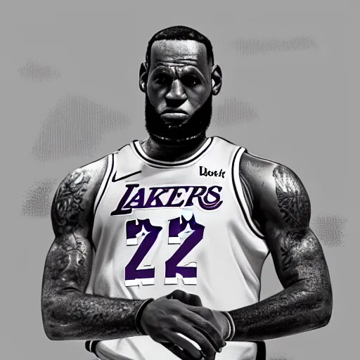 Prompt: lebron james struggling to read a book with a sad angry face at a lakers game except they're all golfing, 8 k by james gurney artstation hyperrealism photo - realistic photography volumetric lighting