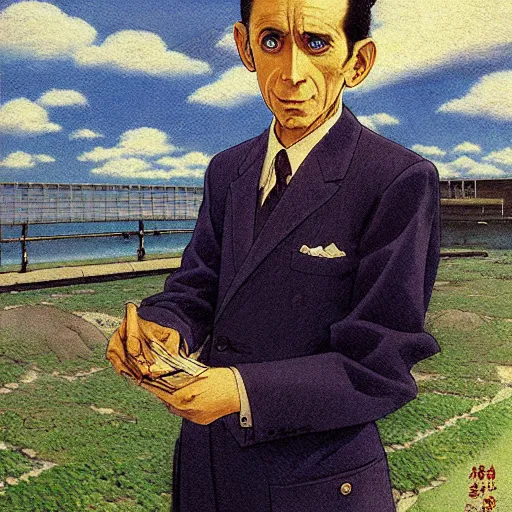 Prompt: anime joseph goebbels by hasui kawase by richard schmid