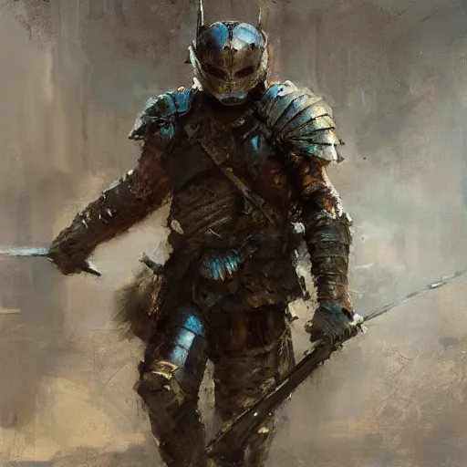 Image similar to portrait of warrior otter, shiny armor, by jeremy mann.