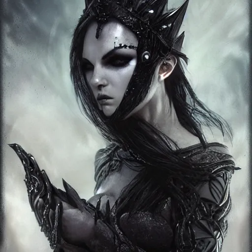 Image similar to kerli koiv as queen of the damned, darkwave, darksynth, concept headshot art, sharp, digital matte painting, art by luis royo, greg rutkowski, wlop, dramatic lighting, trending on artstation