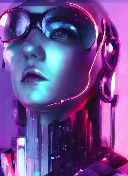 Image similar to portrait of a cyberpunk cyborg girl, art by maciej kuciara and liam wong, matte painting, trending on artstation, neon, realistic shading, perfect face, fine details, radiant light, 4 k