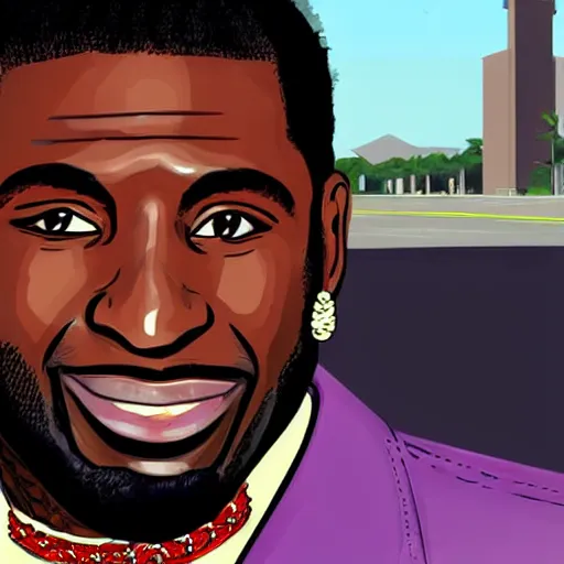 Image similar to [portrait of Gucci Mane as a GTA character, close up]