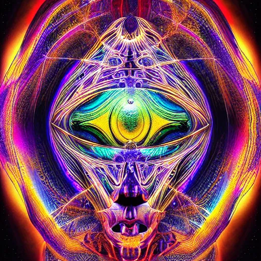 Image similar to Detailed, Electromagnetic Field DMT LSD, realistic, high resolution, detailed reflection, detailed lighting, vivid ultraviolet colors, by Nixeu, by Hannes Bok, by Cameron Gray