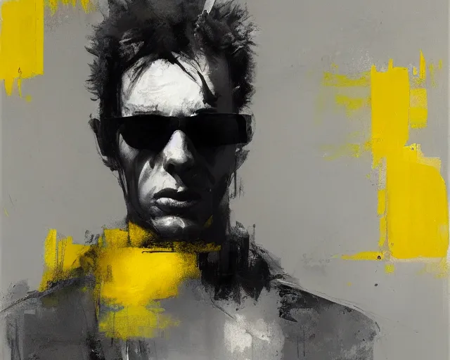 Prompt: portrait of beavis in shades of grey but with yellow by jeremy mann