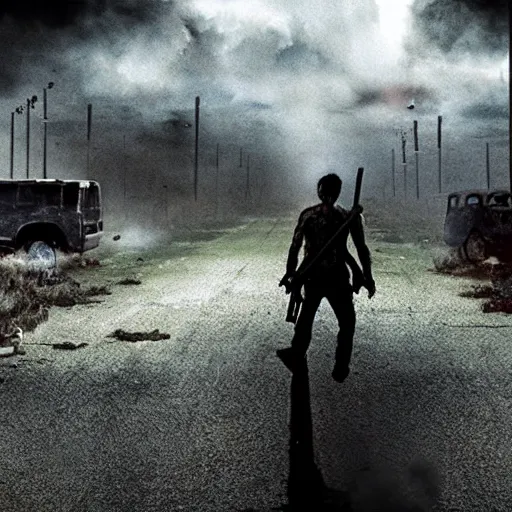 Image similar to zombie apocalypse by roger deakins, detailed