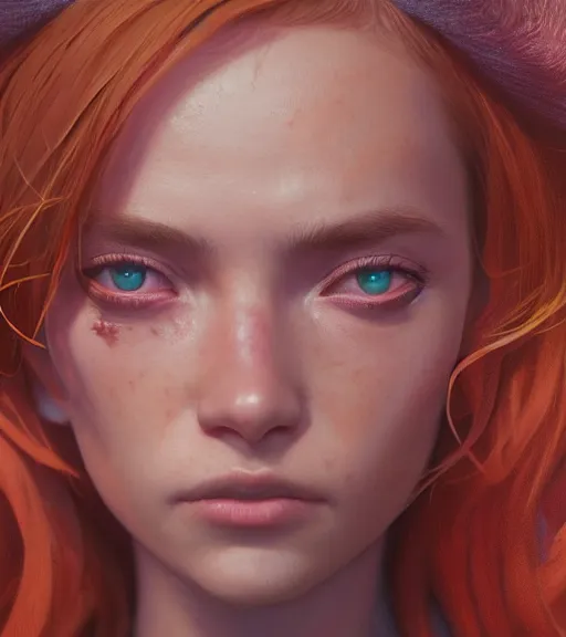 Image similar to highly detailed macro shot of a female portrait with a look of disgust, unreal engine, loish, rhads, makoto shinkai and tom bagshaw, reflective global illumination, god rays, detailed and intricate environment