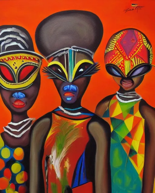 Image similar to Burkina Faso masquerade, painting by Toni Toscani, oil on canvas, Kooness