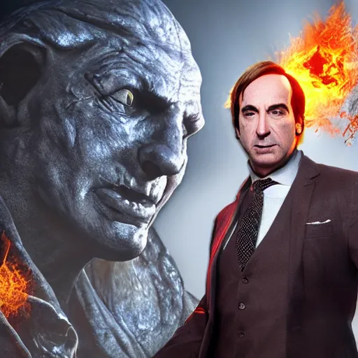 Image similar to Saul Goodman in Dark Souls, Unreal Engine, 8k, dramatic lighting, professional render