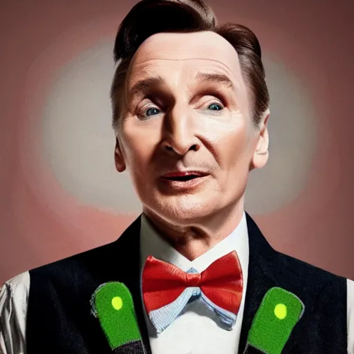 Image similar to liam neeson as pee wee herman, 8k, bowtie,