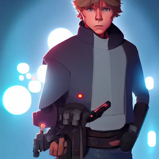 Prompt: George Lucas as Luke Skywalker, ambient lighting, 4k, anime key visual, lois van baarle, ilya kuvshinov, rossdraws, artstation