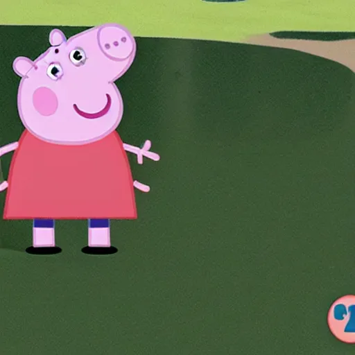 Image similar to peppa pig with his head shaped like a superturbo