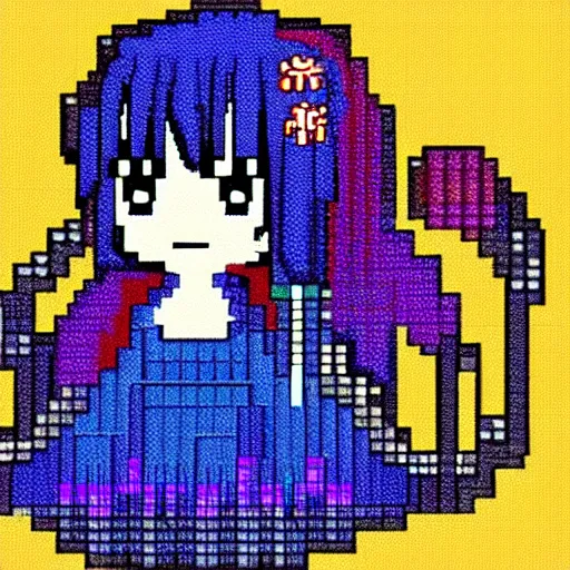 vector pixel art anime girl isolated cartoon Stock Vector Image  Art   Alamy