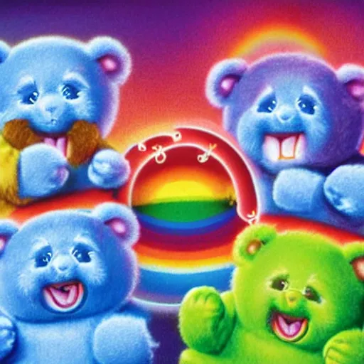 Image similar to the care bears on iron maiden album cover, 8 k resolution hyperdetailed photorealism