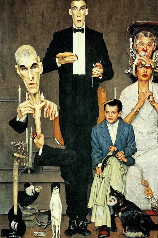 Image similar to lurch from the addams family painted by norman rockwell