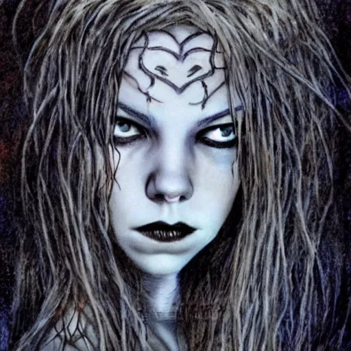 Prompt: portrait of anya taylor joy as death from sandman, by luis royo