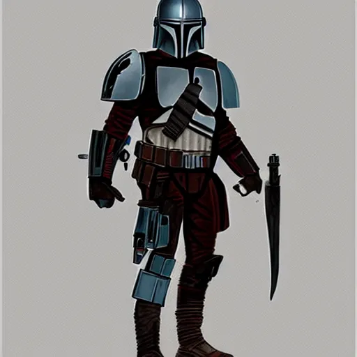 Image similar to Mandalorian crossed with a Predator, concept art