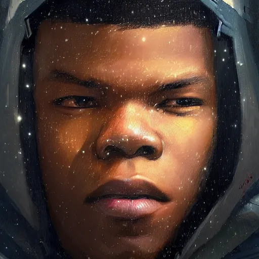 Image similar to portrait of a man by greg rutkowski, young jedi kinght that looks like john boyega, wearing jedi robes, star wars expanded universe, he is about 3 0 years old, highly detailed portrait, digital painting, artstation, concept art, smooth, sharp foccus ilustration, artstation hq