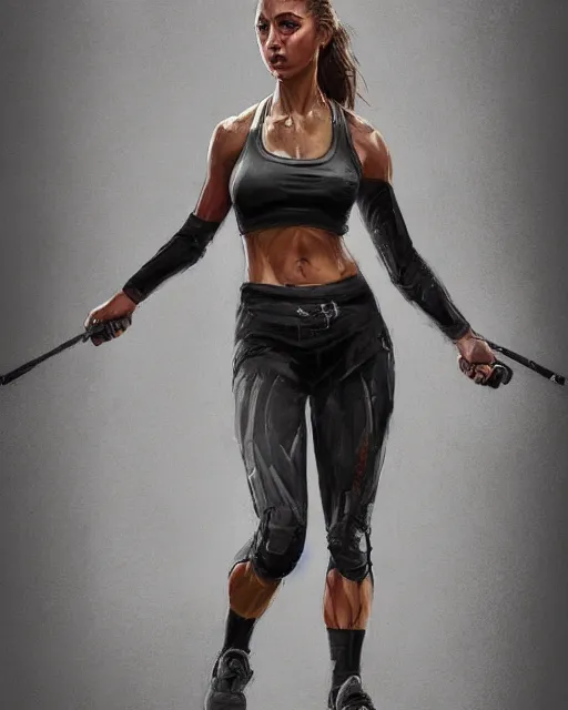 Image similar to detailed masterpiece full body painting of gorgeous athletic female wearing fbi gear, inspired by greg rutkowski, sir james guthrie, 4 k, digital painting, trending on artstation, smooth, one single continuous line, unreal engine, epic lighting