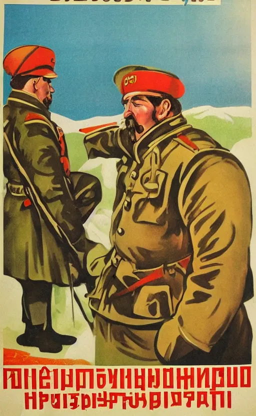 Prompt: a soviet war propaganda poster depicting a walrus soldier, a walrus dressed up as a soviet soldier, soviet propaganda art