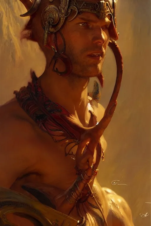 Image similar to tiefling, highly detailed painting by gaston bussiere, craig mullins, j. c. leyendecker 8 k