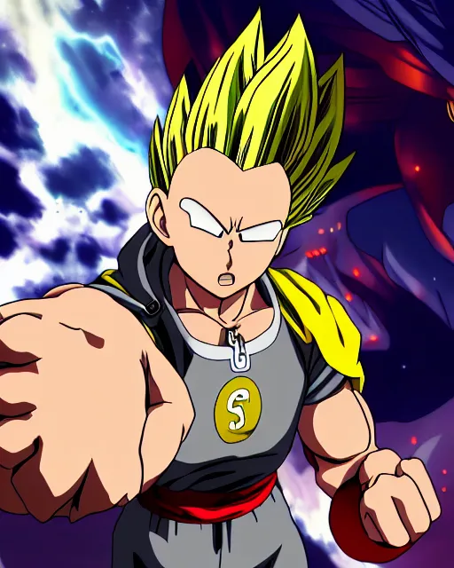 Image similar to super saiyan one punch man, detailed, anime, 4 k resolution