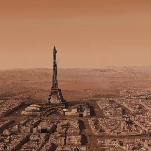 Prompt: a clone of paris on mars