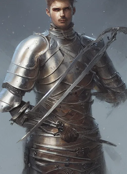 Image similar to portrait of a knight, holding a sword, victorian, concept art, detailed face, fantasy, close up face, highly detailed, cinematic lighting, digital art painting by greg rutkowski