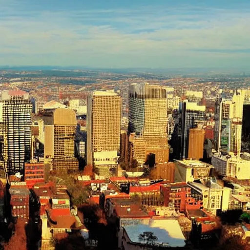 Prompt: a city on top of a tall mountaintop