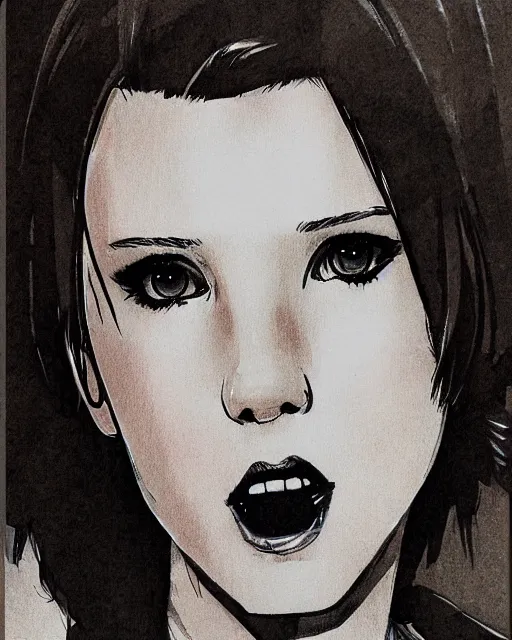 Image similar to pen sketch of millie bobby brown by yoji shinkawa