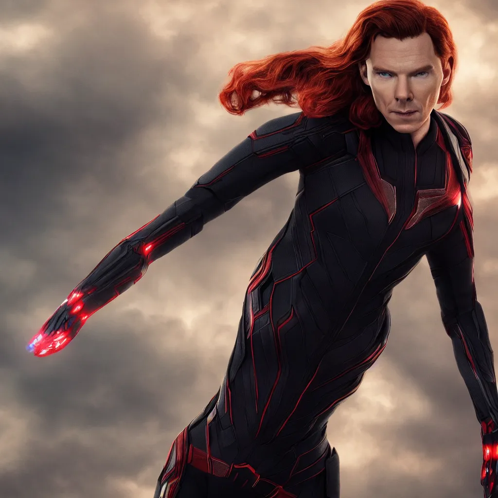 Prompt: benedict cumberbatch as black widow marvel, photography, photorealistic, cinematic, 4 k