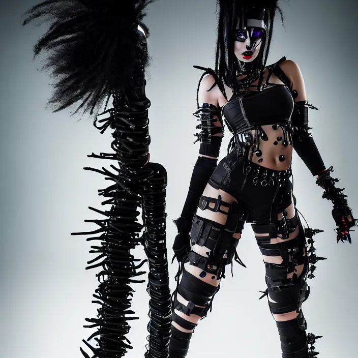 Prompt: professional full length photograph of a cybergoth warrior. Extremely detailed. 8k