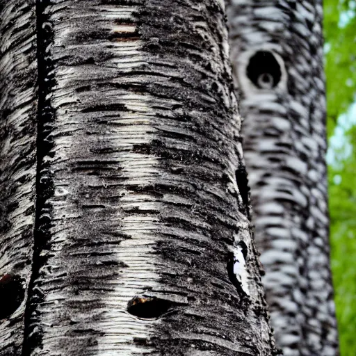 Prompt: infants face behind birch tree close up by Lars Lerin