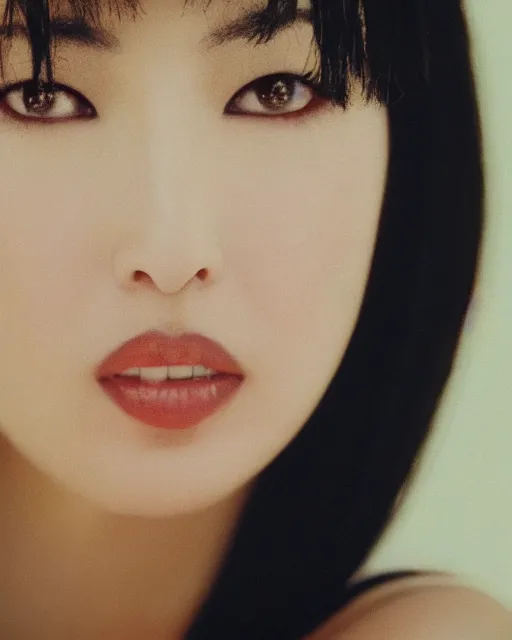 Image similar to japanese monica bellucci, diffuse lighting, bokeh, soft focus, portrait