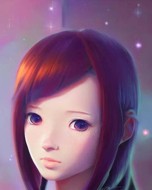 Image similar to portrait Anime space cadet girl Anna Lee Fisher anime cute-fine-face, pretty face, realistic shaded Perfect face, fine details. Anime. realistic shaded lighting by Ilya Kuvshinov Giuseppe Dangelico Pino and Michael Garmash and Rob Rey, IAMAG premiere, aaaa achievement collection, elegant freckles, knights of sidonia, neon hologram, fabulous, daily deviation, annual award winner