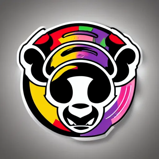 Image similar to in the style of max prentis and deathburger and laurie greasley a vector e-sports sticker logo of a panda, highly detailed, colourful, 8k wallpaper