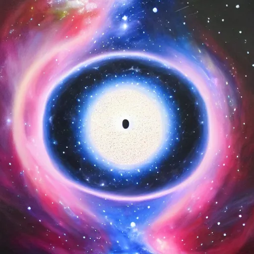 Image similar to a YinYang symbol as a nebula, hyper-detailed oil painting, mystical, magical, implosion, realistic, 4k,