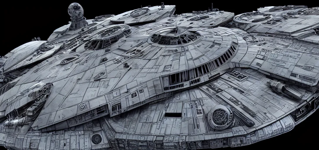 Image similar to Millennium Falcon, Artstation, Award Winning Masterpiece, Very Detailed, Digital Art