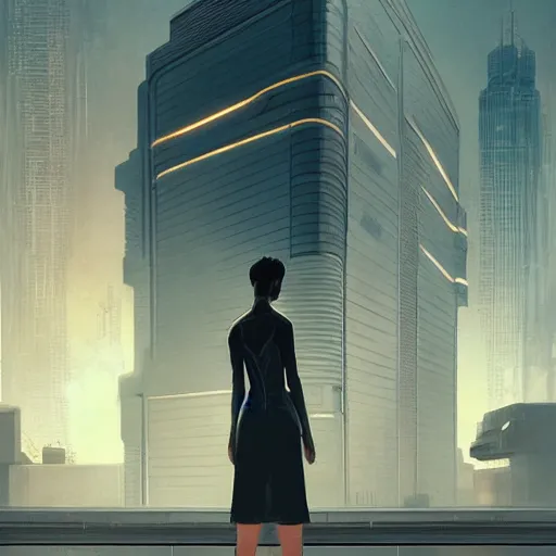 Image similar to a neo noir film still of futuristic architecture intricate complexity, by greg rutkowski, artgerm, ross tran, conrad roset, takato yomamoto, ilya kuvshinov. 4 k, beautiful, cinematic dramatic atmosphere